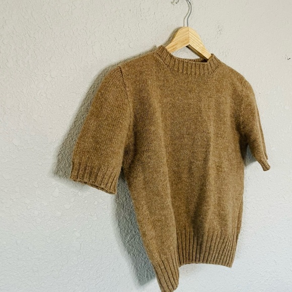 United Colors of Benetton Alpaca Tan Short Sleeve Mockneck Sweater - Picture 6 of 10